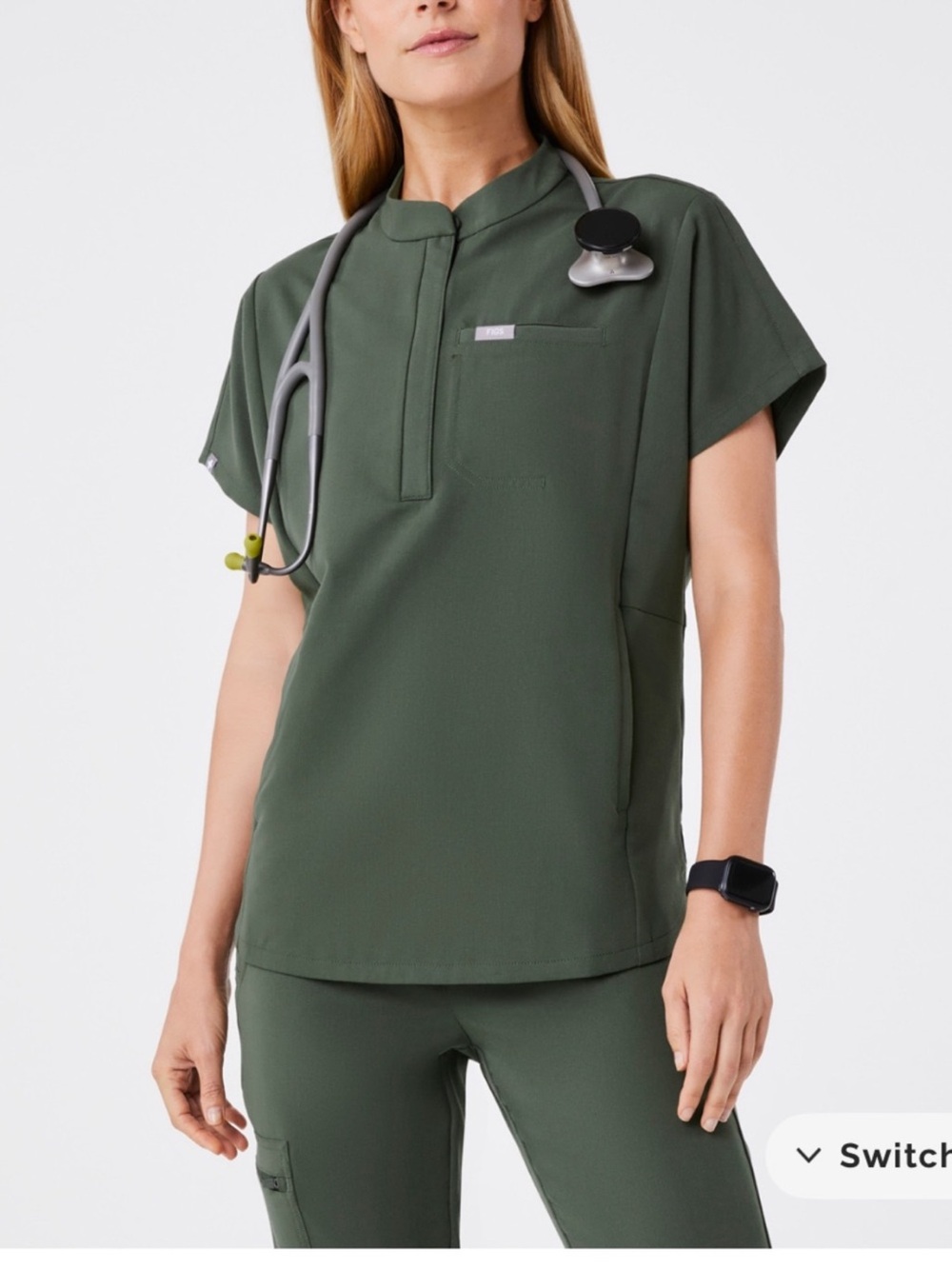 FIGS Women’s Moss Green Montex Scrub Top and Scrub Leggings